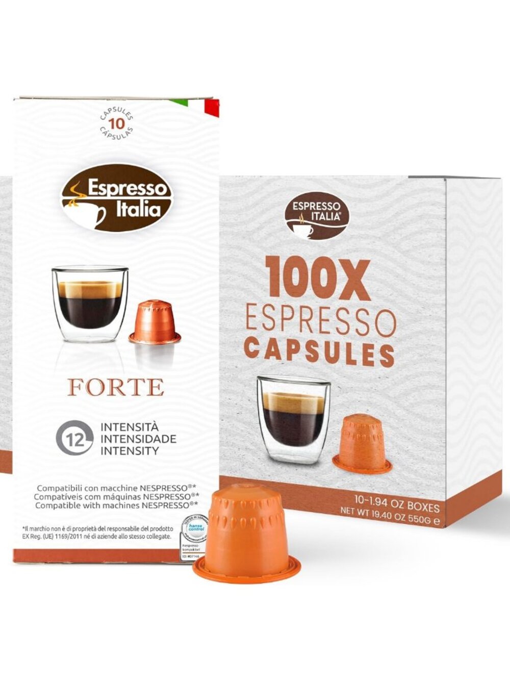 Nespresso Compatible Coffee Pods 100ct Dark Roast Forte | Espresso Italia